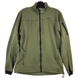 ADIDAS Jacket TERREX Adult Medium Green Full Zip Pocket Activewear Running Track